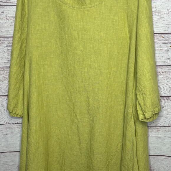 Bryn Walker Green Lagen Look Cottage Core Coastal 100% Linen Dress Size Large - Picture 4 of 10